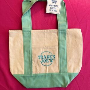 Green and Cream Limited Edition Trader Joe’s Canvas Tote Bag